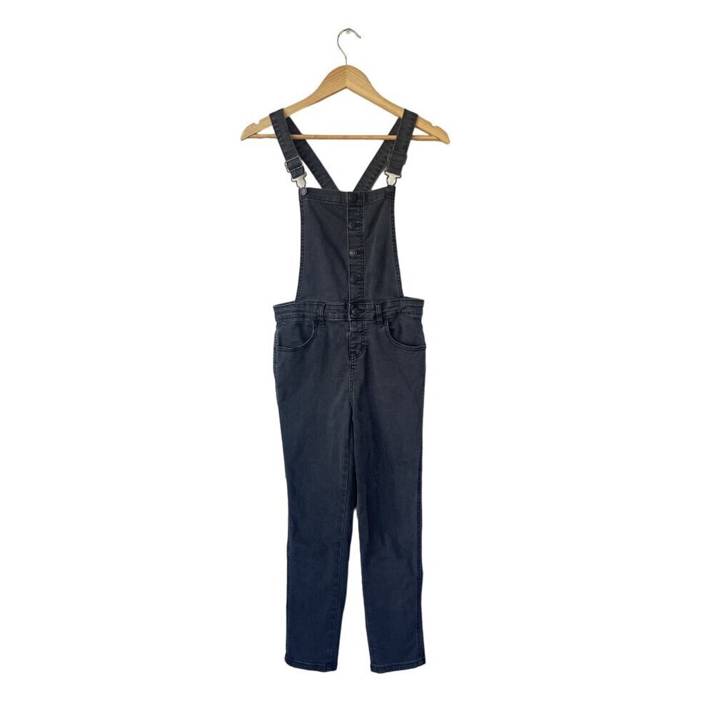 Cat & Jack Girls Jean Overalls‎ Size 10-12 Washed Black Stretch Denim Skinny